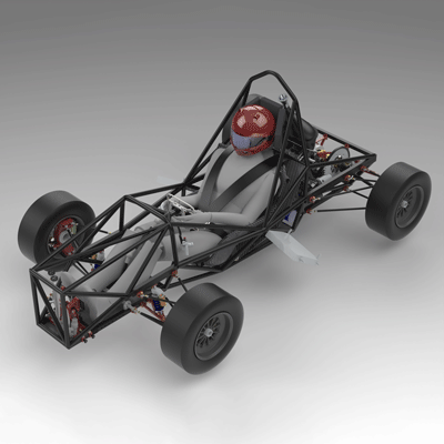 Sooner racing team cart render in solidworks
